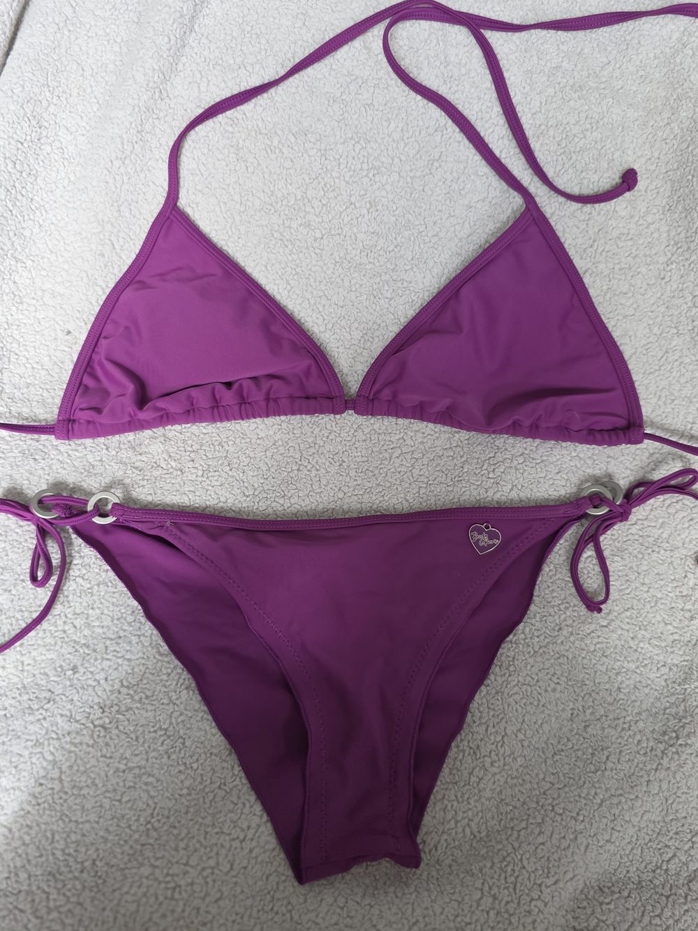 NWOT Body Glove Smoothie Purple Triangle Tie-Side Bikini Set - Women Swim Sz L